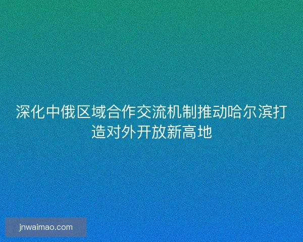 深化中俄区域合作交流机制推动哈尔滨打造对外开放新高地