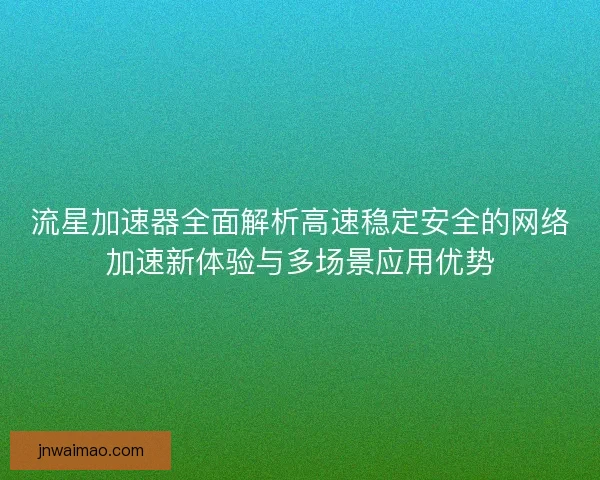 流星加速器全面解析高速稳定安全的网络加速新体验与多场景应用优势